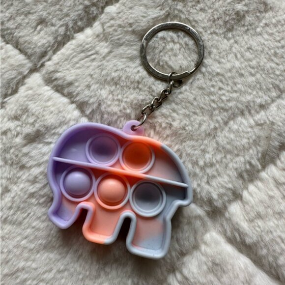 Pop It | Tie Dye Elephant Pop It Fidget Silicone Keychain - Picture 3 of 7